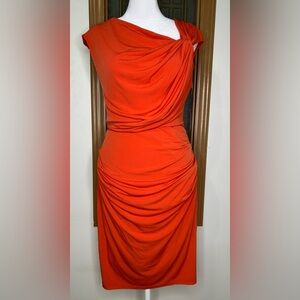 New York & Company Orange Ruche Dress